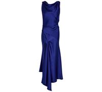 Victoria Beckham Posy Asymmetric Satin Maxi Dress - Indigo - 12 (UK12 / M)