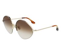 Victoria Beckham Woman VB220S 702 Sunglasses Metal Gold Brown Pantos Shaded