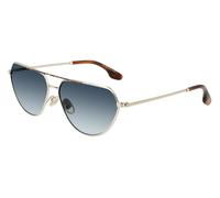 Victoria Beckham Woman VB221S 716 Sunglasses Metal Gold Blue Geometric Shaded