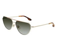 Victoria Beckham Woman VB221S 723 Sunglasses Metal Gold Green Geometric Shaded