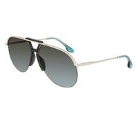 Victoria Beckham Woman VB222S 704 Sunglasses Metal Gold Light blue Round Shaded