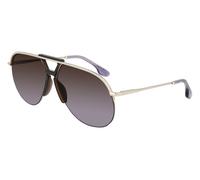 Victoria Beckham Woman VB222S 710 Sunglasses Metal Gold Violet Round Shaded