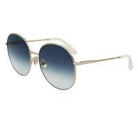 Victoria Beckham Woman VB224S 720 Sunglasses Metal Gold Blue Round Shaded