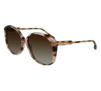 Victoria Beckham Woman VB629S 603 Sunglasses Acetate Havana/Pink Brown Round Shaded