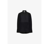 Victoria Beckham Womens Black Contrast-panel Silk Shirt 10