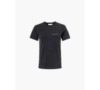 Victoria Beckham Womens Black Shrunken Logo-print Organic-cotton Jersey T-shirt L