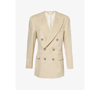 Victoria Beckham Womens Bone Double-breasted Boxy-fit Wool and Cashmere-blend Blazer 12
