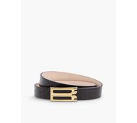 Victoria Beckham Womens Espresso Regular Frame Buckle-embellished Leather Belt L