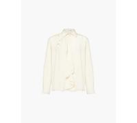 Victoria Beckham Womens Ivory Ruffle Detail Long-sleeves Silk Blouse 8
