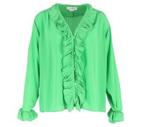 Victoria Beckham Women's Preloved Ruffle Trim Long Sleeve Blouse in Green Silk | Size: 8