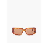 Victoria Beckham Womens Striped Blonde Havana Vb670s Rectangular-frame Acetate Sunglasses