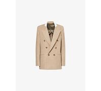 Victoria Beckham Womens Victoria Beckham Beatrice Double-Breasted Wool-Blend Jacket Camel Melange 8