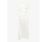 Victoria Beckham Womens Victoria Beckham Cap Draped-Sleeve Satin Midi Dress Ivory 14