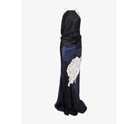 Victoria Beckham Womens Victoria Beckham Chain-Strap Backless Satin Maxi Dress Dark Navy Pale Rose 4