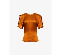 Victoria Beckham Womens Victoria Beckham Draped Sleeve Satin Top Bronze 12