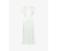 Victoria Beckham Womens Victoria Beckham Gathered Short-Sleeve Satin Midi Dress Aloe 8