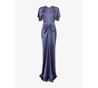 Victoria Beckham Womens Victoria Beckham Isabella Ruched Satin Gown Eclipse 12