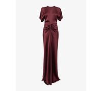 Victoria Beckham Womens Victoria Beckham Isabella Satin Gown Cinnabar Red 6