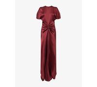 Victoria Beckham Womens Victoria Beckham Isabella Split-Sleeve Satin Gown Burgundy 14