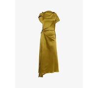 Victoria Beckham Womens Victoria Beckham Sleeveless Draped Satin Midi Dress Moss 8
