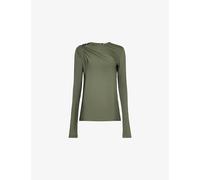 Victoria Beckham Womens Victoria Beckham Twist Armhole Long-Sleeve Satin Top Oregano 12