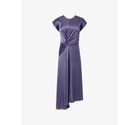 Victoria Beckham Womens Victoria Beckham Twist-Waist Short-Sleeve Satin Gown Eclipse 8
