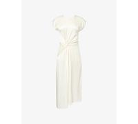 Victoria Beckham Womens Victoria Beckham Twist-Waist Short-Sleeve Satin Gown Ivory 4