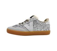 victoria Berlin 1126198 Women's Trainers with Pumped Leather Effect & Glitter Logo & Split Leather Toe, silver, 9 UK