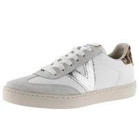 victoria Berlin Ciclista Leather Effect Low Tennis & Cracked Split Leather Pieces & Metallic Logo 1126209 for Women Plata 39