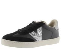 victoria Berlin Ciclista Leather Effect Low-Top Trainers & Split Leather Pieces & Glitter Logo 1126185 for Women Negro 39