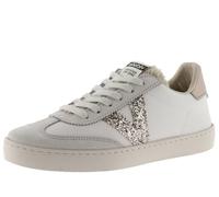 victoria Berlin Ciclista Leather Effect Low-Top Trainers & Split Leather Pieces & Glitter Logo 1126185 for Women Hielo 38