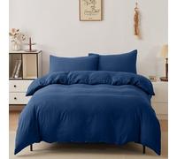 Victoria & Carter Double Duvet Cover Set with 2 Matching Pillowcases - Soft Microfibre Bedding for Double Bed - Lightweight, Easy Care Duvet Cover with Button Closure (Navy Blue)