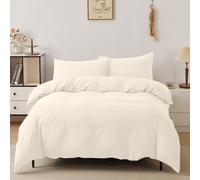 Victoria & Carter King Duvet Cover Set with 2 Matching Pillowcases - Soft Microfibre Bedding for King Bed - Lightweight, Easy Care Duvet Cover with Button Closure (Cream)