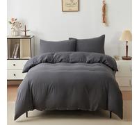Victoria & Carter Single Duvet Cover Set with Matching Pillowcase - Soft Microfibre Bedding for Single Bed - Lightweight, Easy Care Duvet Cover with Button Closure (Charcoal Grey)