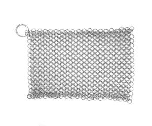 Victoria Cast Iron Cleaner Chainmail Scrubber, Stainless Steel Mesh 20x16.5cm for Frying Pan, Wok, Pot, Dutch Oven