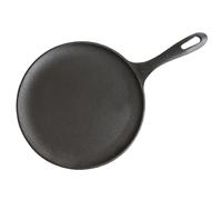 VICTORIA Cast Iron Round Pan Comal Griddle Seasoned with 100% Kosher Certified Non-GMO Flaxseed Oil, 10.5", Black