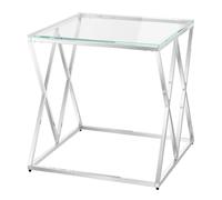 victoria clear glass side table with stainless steel frame