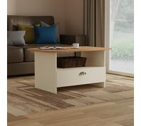 Victoria Coffee Table Cream & Light Oak 1 Shelf 1 Drawer 93cm
