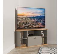 Victoria Corner Corner TV Unit Grey & Light Oak 5 Shelves 1 Drawer 112cm