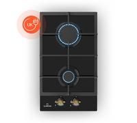 Victoria Domino gas hob 2-flame Sabaf burners glass ceramic retro look