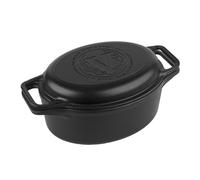Victoria Dutch Oven Pot and Pan Induction Enamelled Cast Iron 31 cm Oval, Set of 2 Cocotte 5.7 L, PTFE and PFOA Free, Suitable for Fire, Barbecue, Oven, Ceramic Hob, Gas