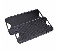 Victoria Enamelled Cast Iron Induction Cooker Double Reversible Grill 47 x 25 cm for Stove, Barbecue, Oven, Ceramic Hob, Gas, Toxin-Free Without PTFE