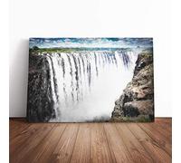 Victoria Falls in Zambia & Zimbabwe | Canvas Wall Art Print | Framed & Ready to Hang Picture | Modern Home Decor for Living Room, Bedroom, Kitchen or Office | 36x24 Inches