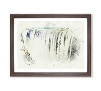 Victoria Falls In Zambia & Zimbabwe In Abstract Modern Art Framed Wall Art Print, Ready to Hang Picture for Living Room Bedroom Home Office Décor, Walnut A3 (46 x 34 cm)