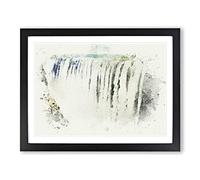 Victoria Falls In Zambia & Zimbabwe In Abstract Modern Art Framed Wall Art Print, Ready to Hang Picture for Living Room Bedroom Home Office Décor, Black A3 (46 x 34 cm)