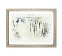 Victoria Falls In Zambia & Zimbabwe In Abstract Modern Art Framed Wall Art Print, Ready to Hang Picture for Living Room Bedroom Home Office Décor, Oak A3 (46 x 34 cm)