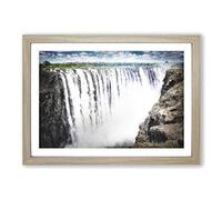 Victoria Falls in Zambia & Zimbabwe Painting Framed Print | A2 Oak Framed Wall Art | Ready to Hang | Modern Historical Picture | Living Room Bedroom Lounge Office