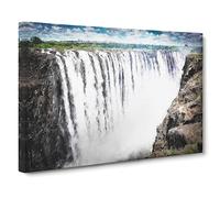 Victoria Falls In Zambia & Zimbabwe Painting Modern Art Canvas Wall Art Print Ready to Hang, Framed Picture for Living Room Bedroom Home Office Décor, 24x16 Inch (60x40 cm)