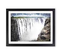 Victoria Falls In Zambia & Zimbabwe Painting Modern Art Framed Wall Art Print, Ready to Hang Picture for Living Room Bedroom Home Office Décor, Black A4 (34 x 25 cm)