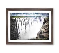 Victoria Falls In Zambia & Zimbabwe Painting Modern Art Framed Wall Art Print, Ready to Hang Picture for Living Room Bedroom Home Office Décor, Walnut A3 (46 x 34 cm)